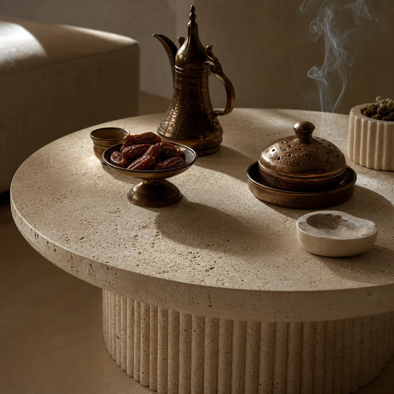 Round Travertine-Look Centre