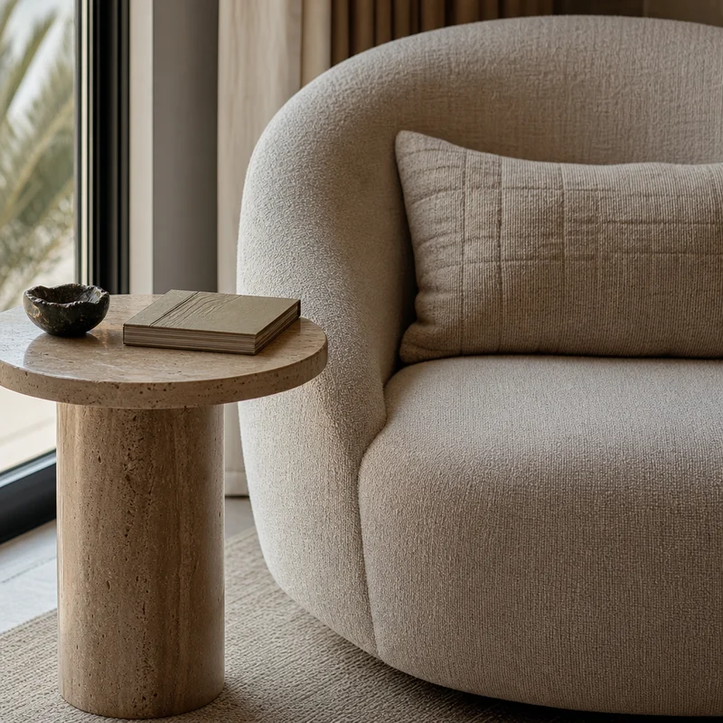 Curved Boucle-Linen Reading