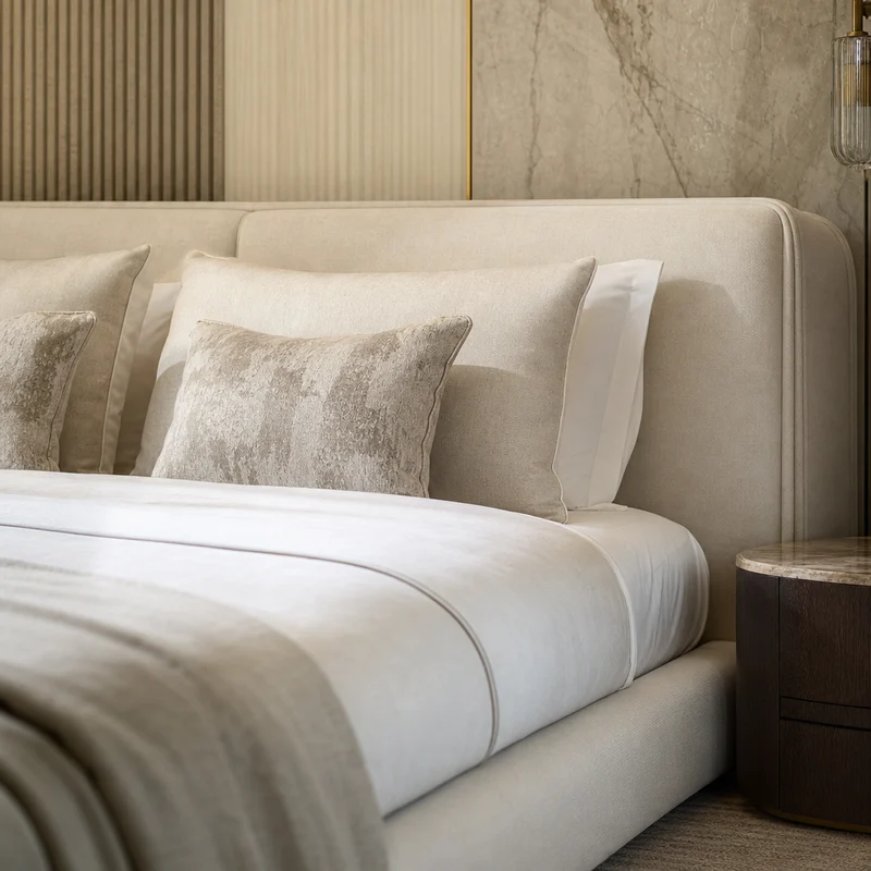 Low Ivory Linen-Upholstered